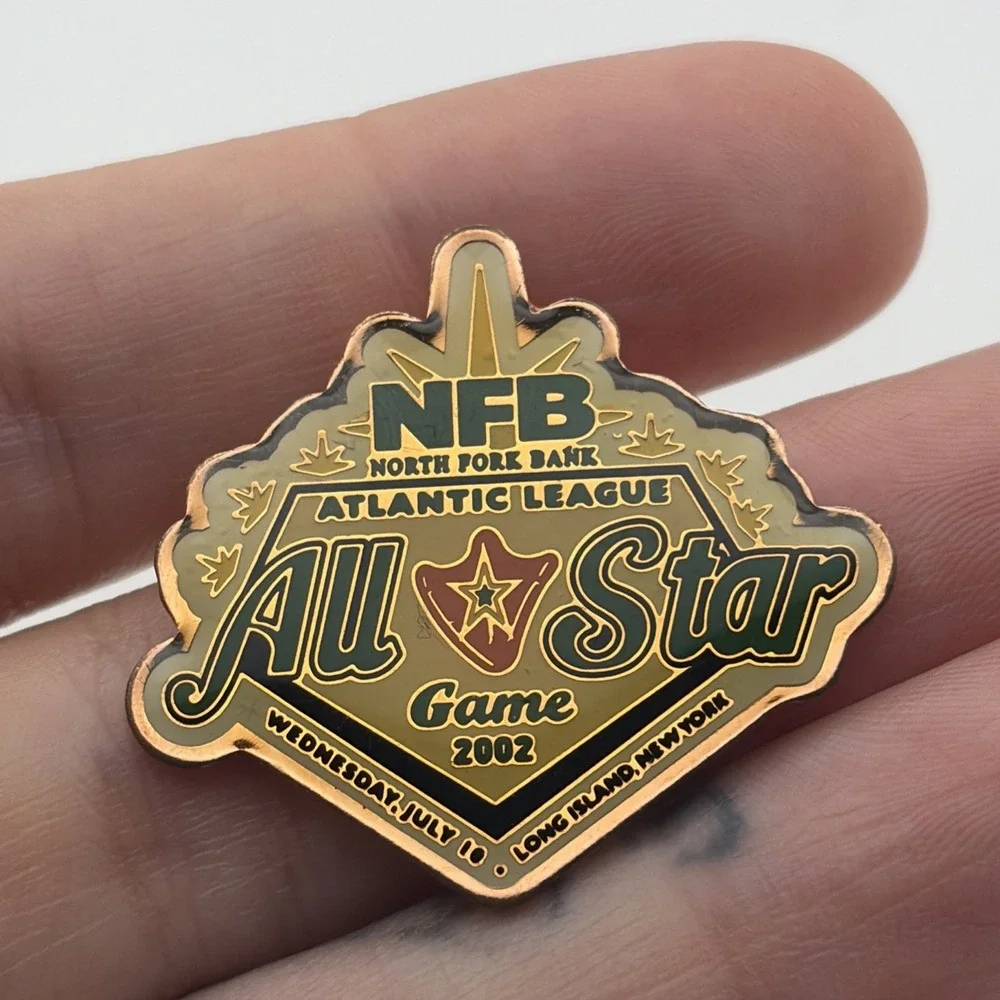 NFB North Fork Bank Atlantic League All Star Game 2002 Lapel Hat Pin Fotoball NY